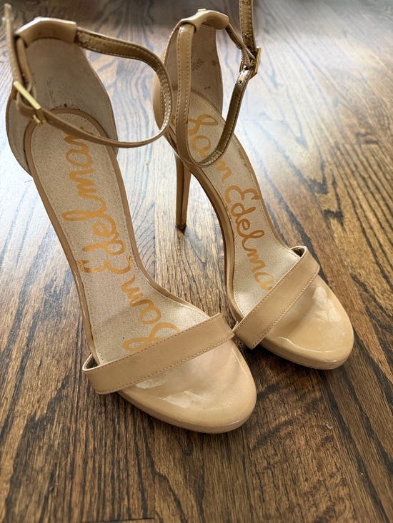 Sam Edelman Shoes - Sam Edelman Nude Patent Ankle-Strap Stiletto Heels 7.5